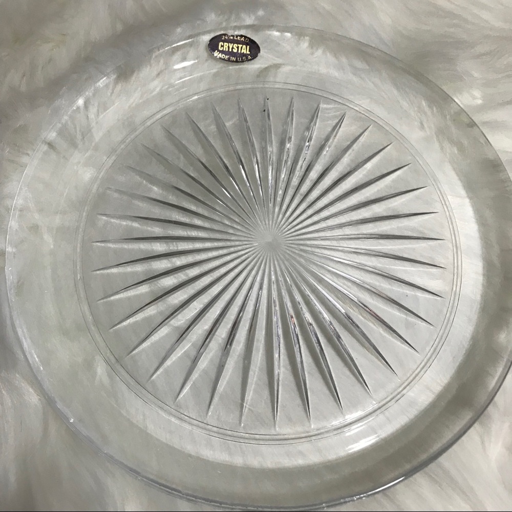 24% lead crystal 8.5 inch star burst plate vintage